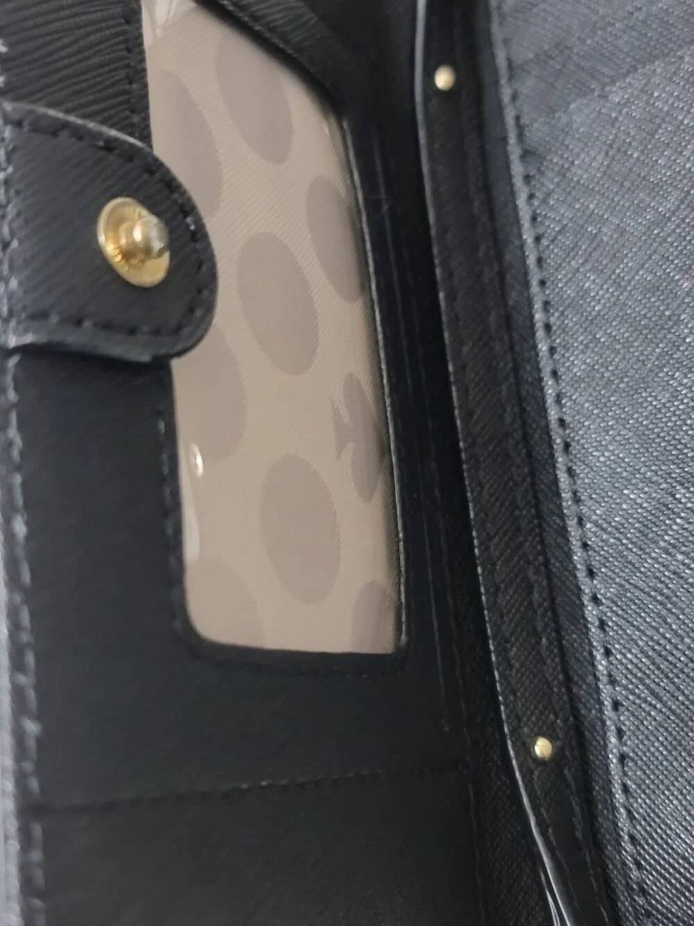 Kate Spade Leather Handbag Saffiano Wallet Crossbody Bag Black Gold Hardware